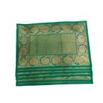 Indian Silk Table Runner with 6 Placemats & 6 Coaster in Green Color Size 16x62